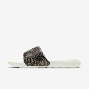 Women's Nike Victori One Print Slides Brown / White / Black | NK845OJT