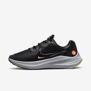 Women's Nike Zoom Winflo 8 Shield Weatherised Road Running Shoes Black / Orange / Purple | NK095EXZ